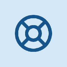 Blue lifebuoy icon on light background.