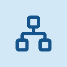 Flowchart icon with three connected squares.
