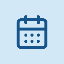 Calendar icon on light blue background.