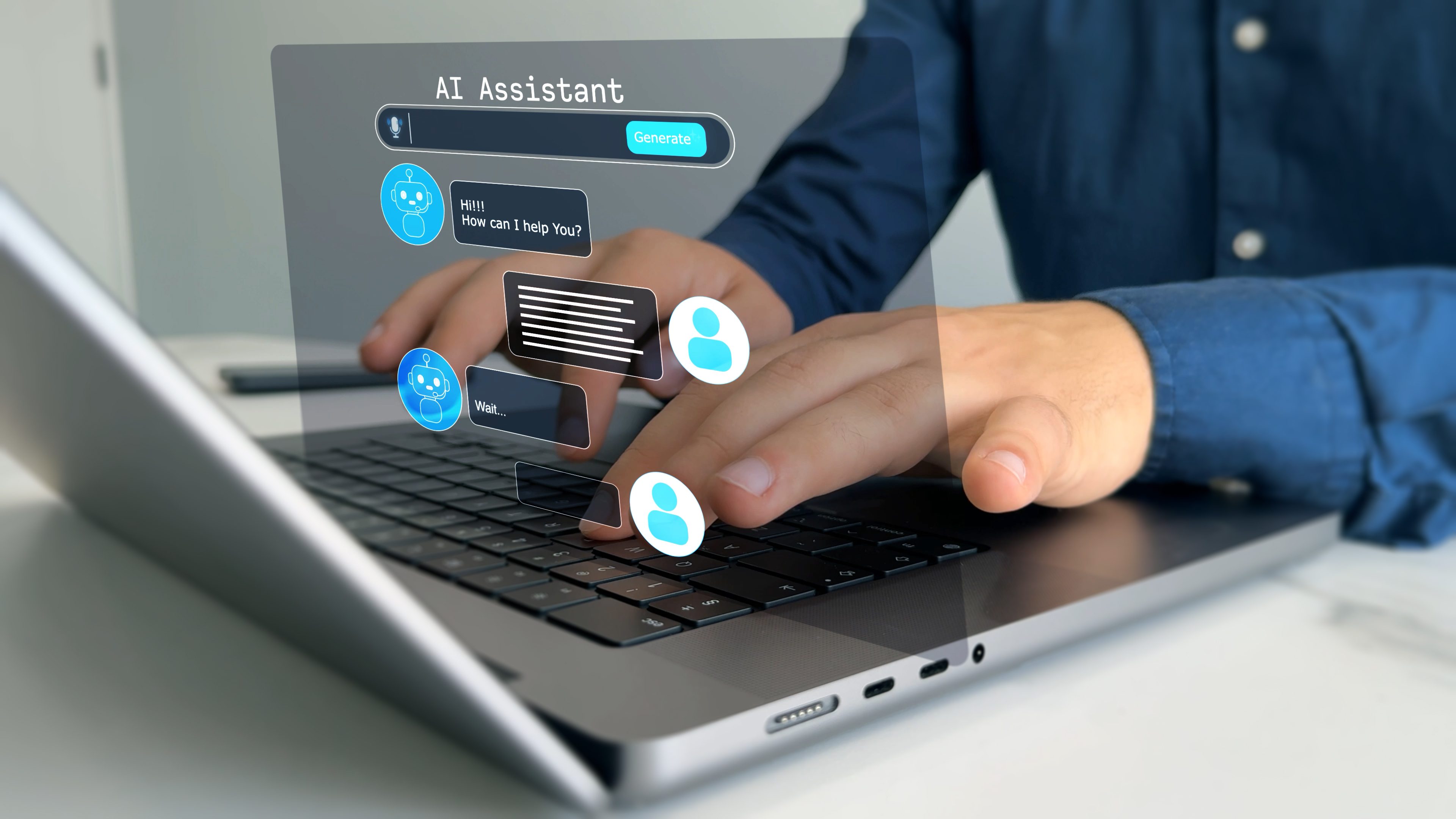 Online support Chatbot conversation. Virtual assistant, artificial intelligence Bot software automation technology. Customer person using chat service to get support